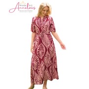 FOS Jurk 7846 Lalia bladprint Plum FOS Jurk 7846 Lalia bladprint Plum