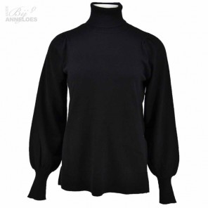 S Pullover col pofmouw - Zwart