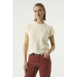 Garcia Pullover KM Borduring Ecru