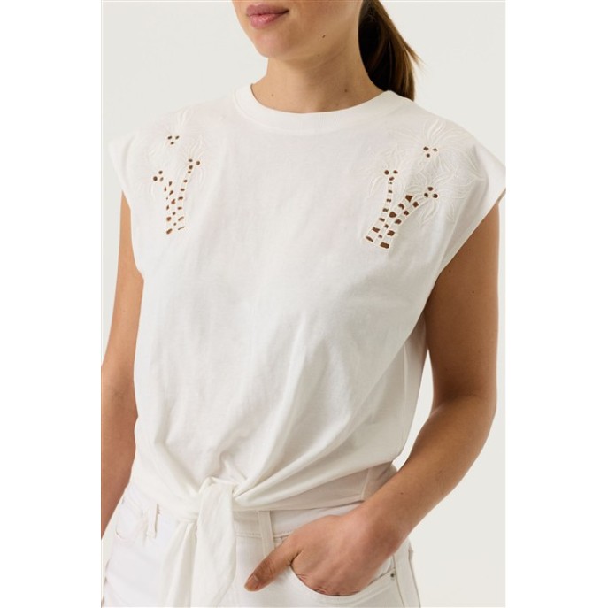 Garcia T-shirt Palmboom knoop Q260003 Off white