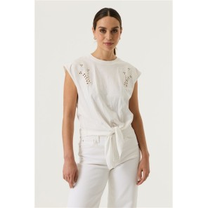 Garcia T-shirt Palmboom knoop Q260003 Off white Garcia T-shirt Palmboom knoop Q260003 Off white