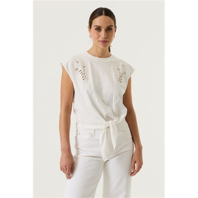 Garcia T-shirt Palmboom knoop Q260003 Off white