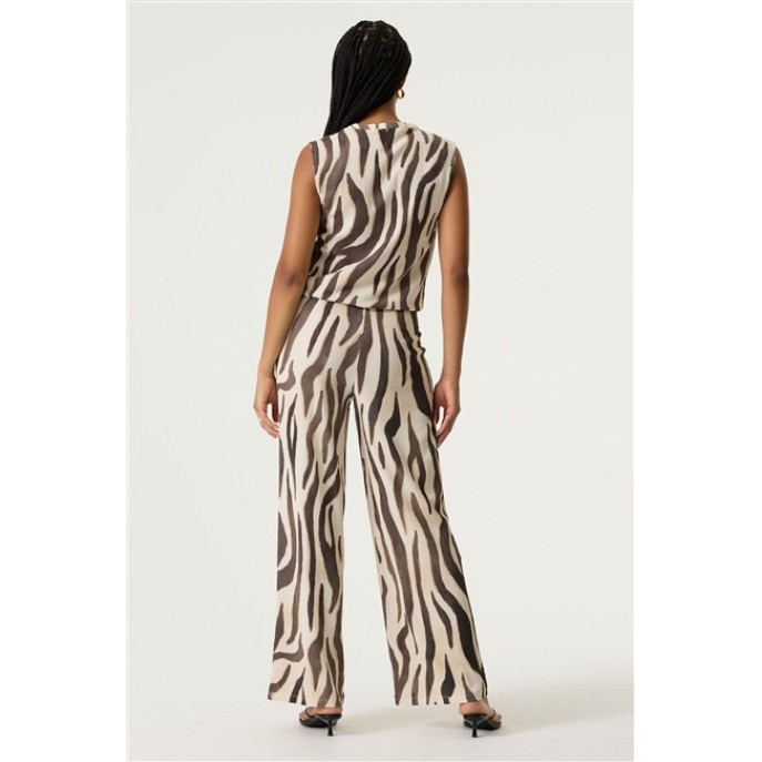 Garcia Broek Tijger print Q260110 Turteldove Bruin