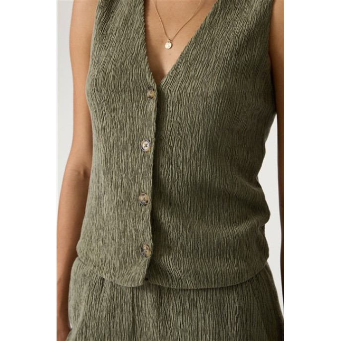 Garcia Geknoopt Gilet R260290 Olive Breeze