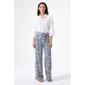 Garcia Broek print Offwhite blauw camel Garcia Broek print Offwhite blauw camel