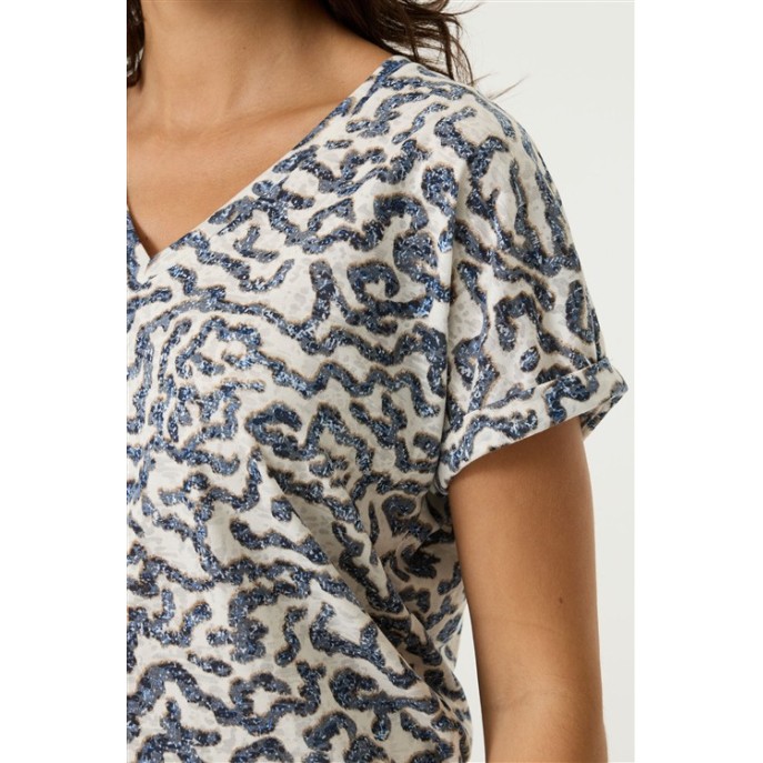 Garica T-shirt O260002 Print vhals Cobalt print Garica T-shirt O260002 Print vhals Cobalt print