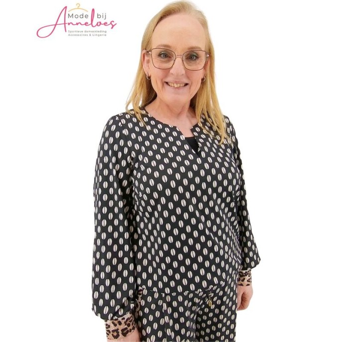K-Design shirt B329 print Zwart wit