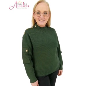 K-Design Pullover B841 knopen zak Climbing Ivy