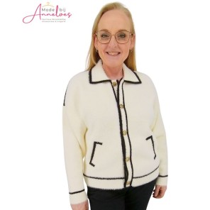 K-Design Vest B846 harig Off white Zwart