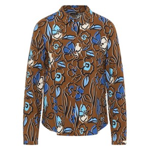 W Blouse print - Kobalt bruin zwart