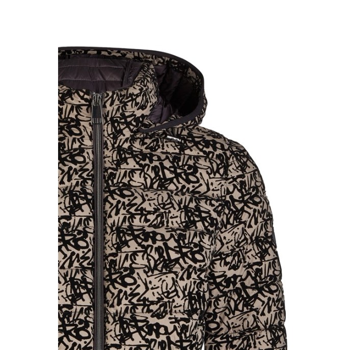 Winterjas flockprint - Taupe zwart