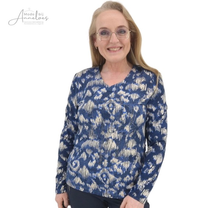 Shirt vhals glitters - Blauw zand