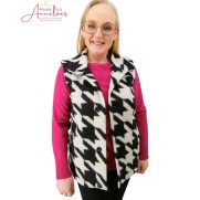 Barbara Lebek bodywarmer houndtooth Zwart ecru