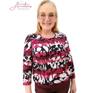 Barbara Lebek blouson shirt Bordeaux roze ecru zwart
