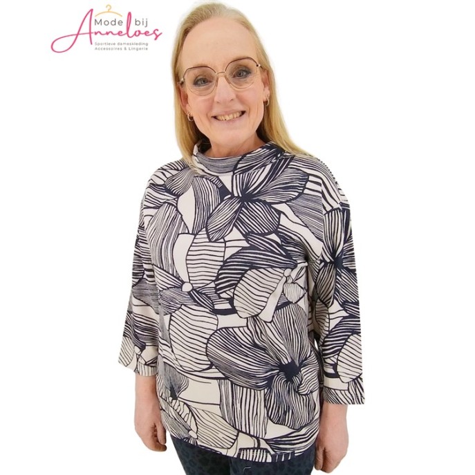 Barbara Lebek sweater Marine ecru print