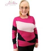 S Barbara Lebek pullover vlakken Fuchsia roze zwart S Barbara Lebek pullover vlakken Fuchsia roze zwart