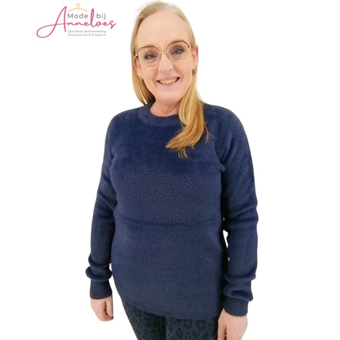 Barbara Lebek trui harig Donker Blauw
