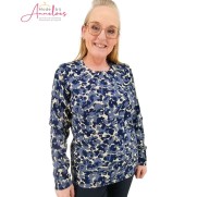 Barbara Lebek trui print Blauw ecru