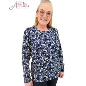 Barbara Lebek trui print Blauw ecru