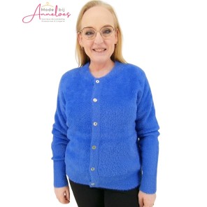 Barbara Lebek vest harig knoopsluiting Blauw