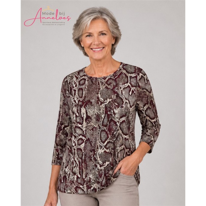 Barbara Lebek shirt 3/4 mouw 15922062 Bordeaux print Barbara Lebek shirt 3/4 mouw 15922062 Bordeaux print