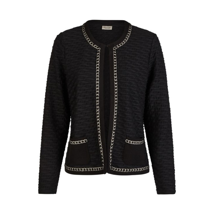 W Barbara Lebek vest borduurrandje zwart