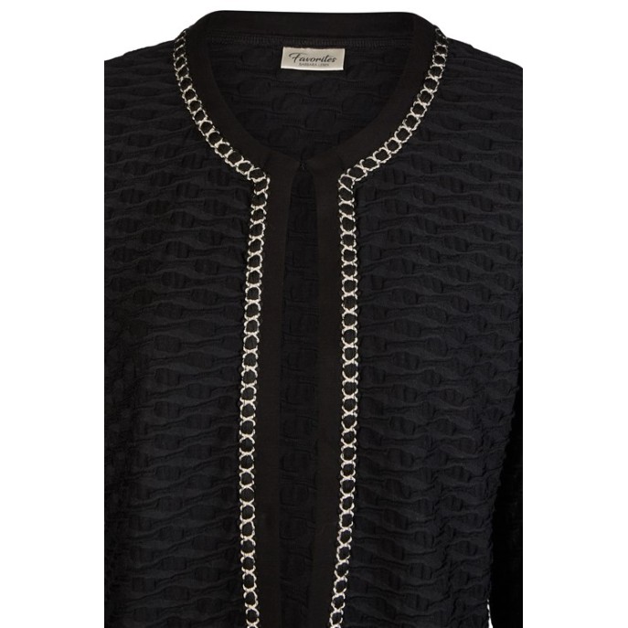 W Barbara Lebek vest borduurrandje zwart