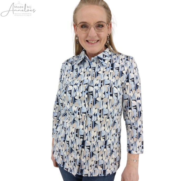 Z Barbara Lebek shirt blouse Blue print