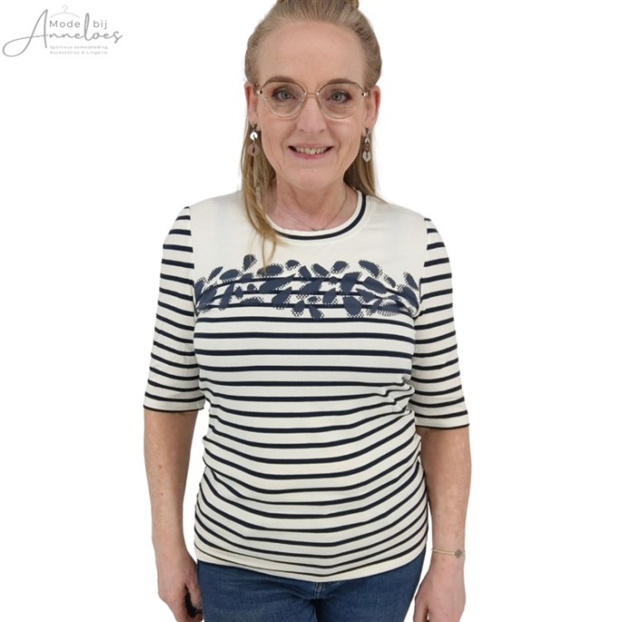Z Barbara Lebek shirt streep Marine wit