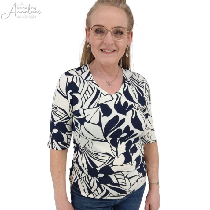 Z Barbara Lebek shirt vhals Marine wit