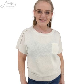 Barbara Lebek Pullover korte mouw Ecru