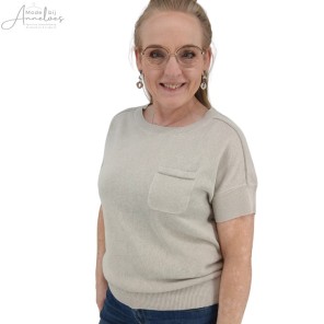 Barbara Lebek Pullover korte mouw Kiezel