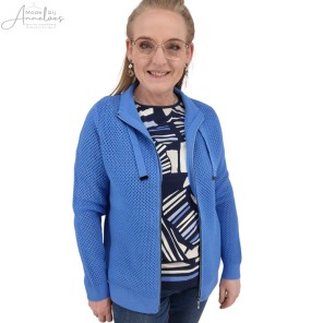 Z Barbara Lebek vest opengewerkt rits Kobalt blauw