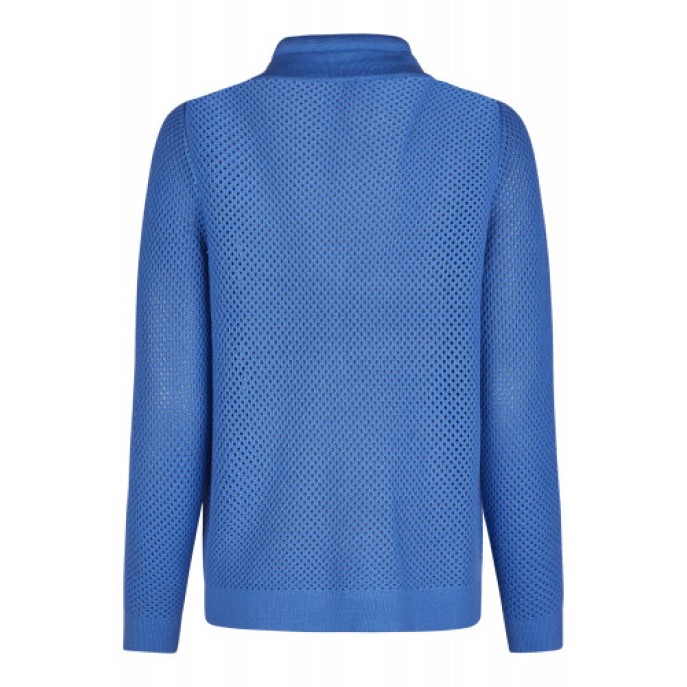 S Barbara Lebek vest opengewerkt rits Kobalt blauw