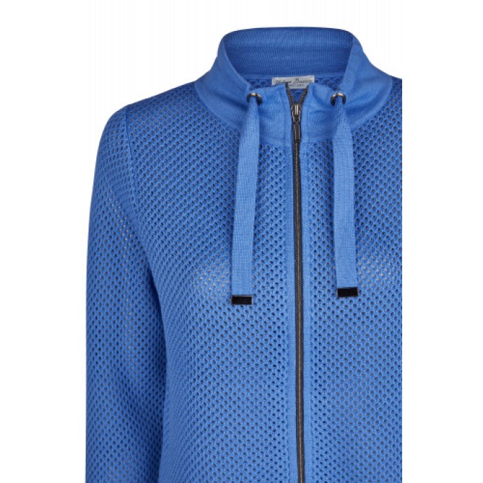 S Barbara Lebek vest opengewerkt rits Kobalt blauw