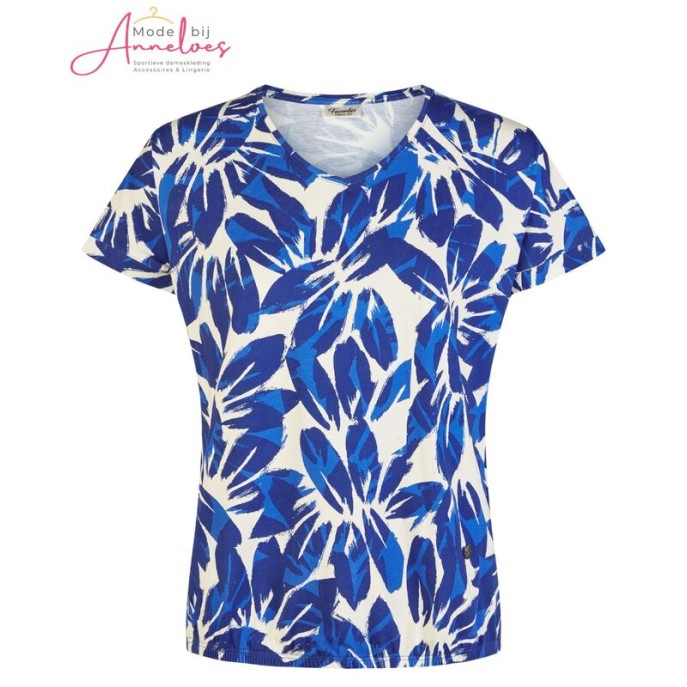 Barbara Lebek blouson shirt 5769 Kobalt ecru print