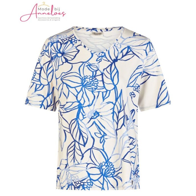 Barbara Lebek shirt 5771 vhals Kobalt ecru