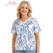 Barbara Lebek shirt 5771 vhals Kobalt ecru