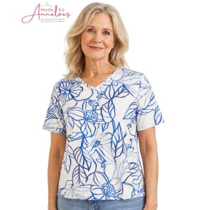 Barbara Lebek shirt 5771 vhals Kobalt ecru