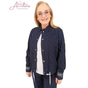 Barbara Lebek blouse streep 55790062 Marine Ecru Barbara Lebek blouse streep 55790062 Marine Ecru
