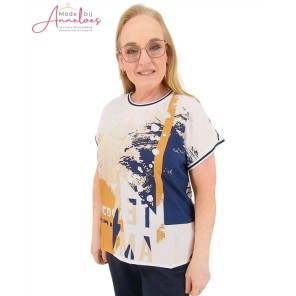 Barbara Lebek shirt 55700062 Marine Camel Ecru Barbara Lebek shirt 55700062 Marine Camel Ecru