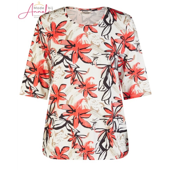 Barbara Lebek shirt 61030062 Rood Camel Ecru