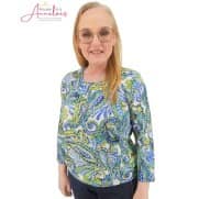 S Barbara Lebek blouson shirt 6153 Blauw groen paisley S Barbara Lebek blouson shirt 6153 Blauw groen paisley