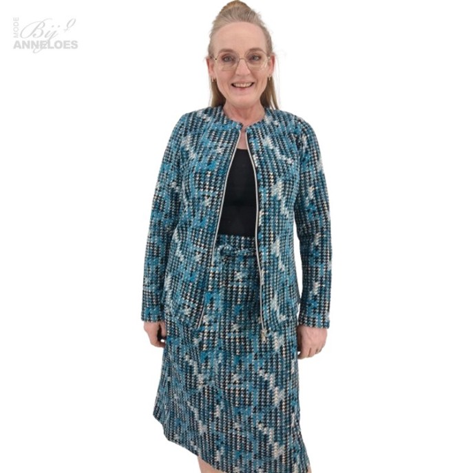 S Rok print strik - Bleu petrol
