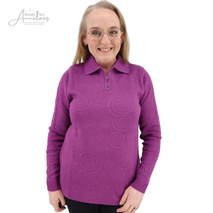 S Pullover polo uni relief - Cassis