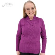 S Pullover uni shawlkraag - Cassis