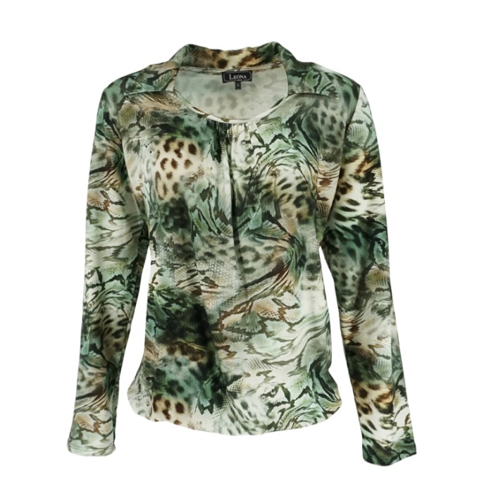 Leona Blouson shirt print kraag Jade print