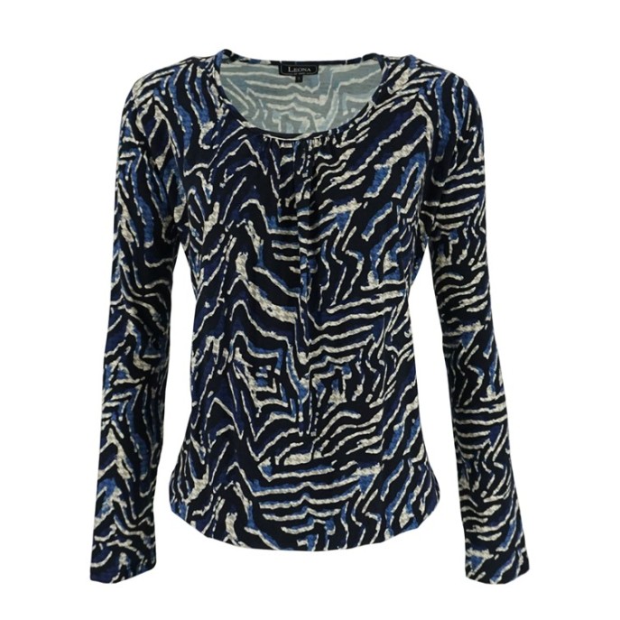 Leona Blouson shirt Kobalt print