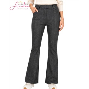 Leona Broek Lucia 1605 Flared Zwart grijs printje Leona Broek Lucia 1605 Flared Zwart grijs printje