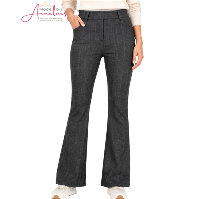 Leona Broek Lucia 1605 Flared Zwart grijs printje